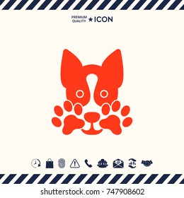 Cute Dog, paw - logo, symbol, protect sign