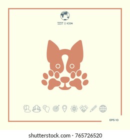 Cute Dog, paw - logo, symbol, protect sign