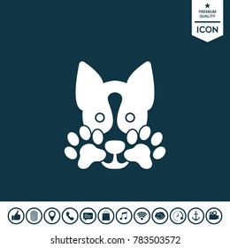 Cute Dog, paw - logo, symbol, protect sign