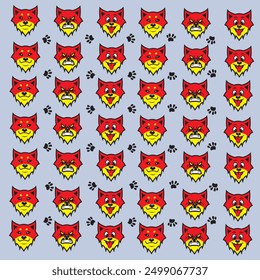 cute dog and paw pattern