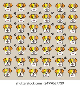 cute dog and paw pattern