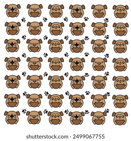 cute dog and paw pattern