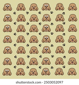 cute dog and paw pattern