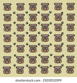 cute dog and paw pattern