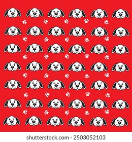 cute dog and paw pattern