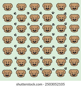 cute dog and paw pattern
