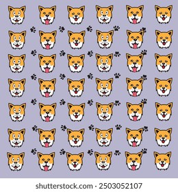 cute dog and paw pattern