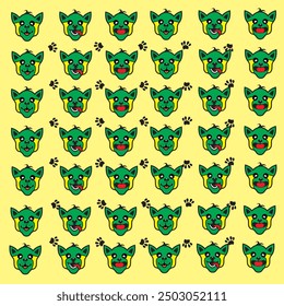 cute dog and paw pattern
