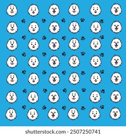 cute dog and paw pattern