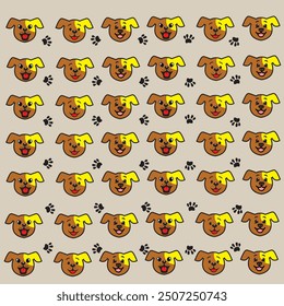 cute dog and paw pattern