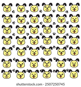 cute dog and paw pattern