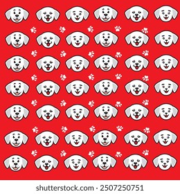 cute dog and paw pattern