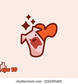 Cute dog peeking from inside letter R, in trendy style. Vector illustration.