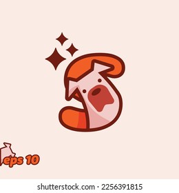 Cute dog peeking from inside letter S, in trendy style. Vector illustration.
