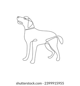 Cute dog pet animal continuous one line art outline silhouette simple drawing vector illustration and minimalism