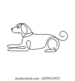 Cute dog pet animal continuous one line art outline silhouette simple drawing vector illustration and minimalism