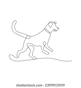 Cute dog pet animal continuous one line art outline silhouette simple drawing vector illustration and minimalism