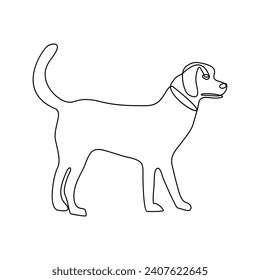 Cute dog pet animal continuous one line art outline silhouette simple drawing vector illustration