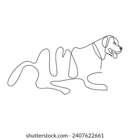 Cute dog pet animal continuous one line art outline silhouette simple drawing vector illustration