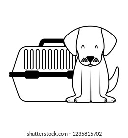 cute dog and pet cage