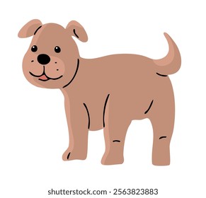 Cute dog. A pet is a friend. Little cheerful puppy. Animal character. Cartoon vector illustration isolated on white background