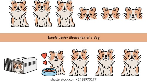 Netter Hund und Haustier Illustration Set eines Chihuahua mit einem handgezeichneten Gefühl, das für Illustrationen und Icons verwendet werden kann_white back