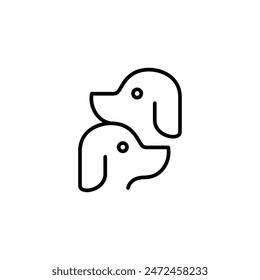 cute dog pet love line logo design vector