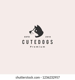 Cute Dog Pet Puppy Logo Vector Hipster Retro Vintage Label Illustration Icon