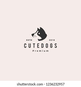 cute dog pet puppy logo vector hipster retro vintage label illustration icon