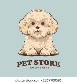 cute dog pet store logo vector