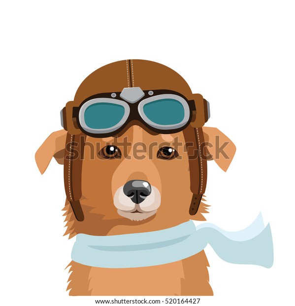 白い背景にかわいい犬のパイロット ベクターイラスト レトロなパイロットハットのシェパード犬旅行者 キッズ パイロット アビエーター ヘルメット のベクター画像素材 ロイヤリティフリー