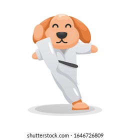 cute dog play karate cartoon vector