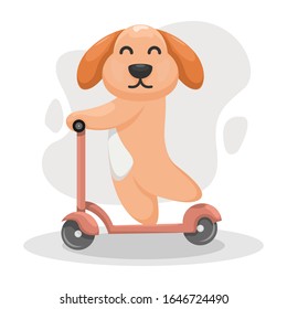 cute dog play scooter design vector