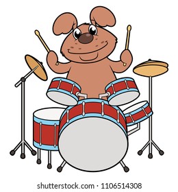 Cute dog playing drums