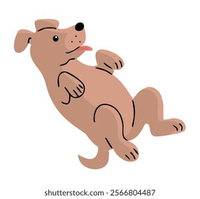 Cute dog is playing on the floor. A pet is a friend. Little cheerful puppy. Animal character. Cartoon vector illustration isolated on white background