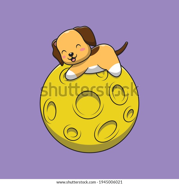 cute dog playing on the\
moon