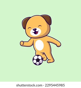 Cute Dog Playing Soccer Ball Cartoon Vector Icons Illustration. Flat Cartoon Concept. Suitable for any creative project.