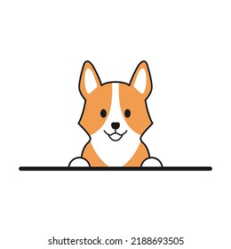 Cute dog for pocket. Adorable vector corgi. Illustration.