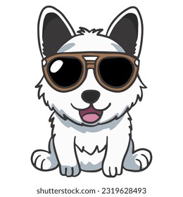 cute dog portrait in hiphop style. Vector flat cartoon style.