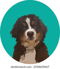 cute dog pose illustration with green background