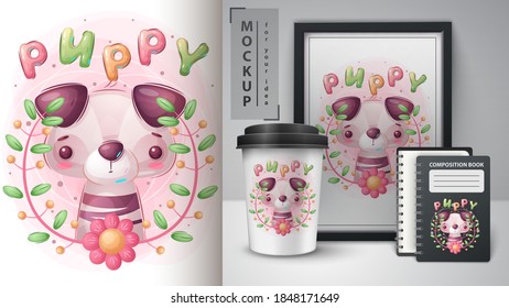 Cute dog - poster and merchandising. Vector eps 10