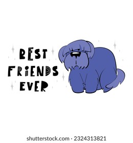 Cute dog print design. Handwritten phrese BEST FRIENDS EVER. Vector illustration design for fashion fabrics, textile graphics, prints. 