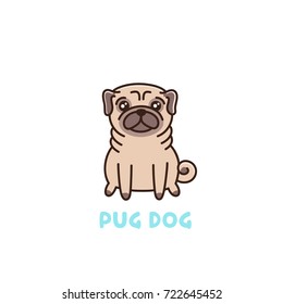 Cute dog of pug breed. It can be used for sticker, patch, phone case, poster, t-shirt, mug and other design.