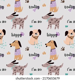 Cute dog puppies graphic tee design for kids market as vector 