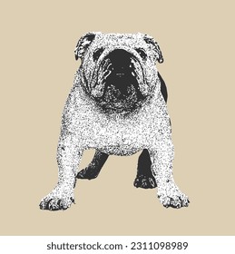 Cute Dog Puppy in Black White Illustration