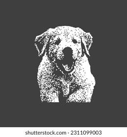 Cute Dog Puppy in Black White Illustration