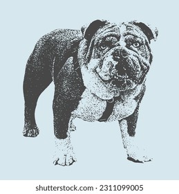 Cute Dog Puppy in Black White Illustration