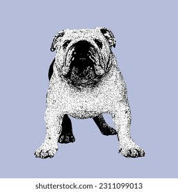 Cute Dog Puppy in Black White Illustration
