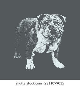Cute Dog Puppy in Black White Illustration