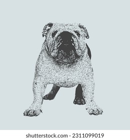Cute Dog Puppy in Black White Illustration